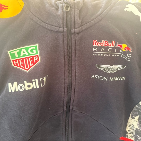 Red Bull Puma F1 Formula 1 Full Zip Hoodie Sweatshirt Authentic Mens L Large - Picture 2 of 4
